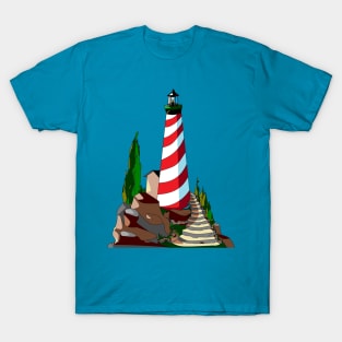 Nautical Red and White Lighthouse T-Shirt